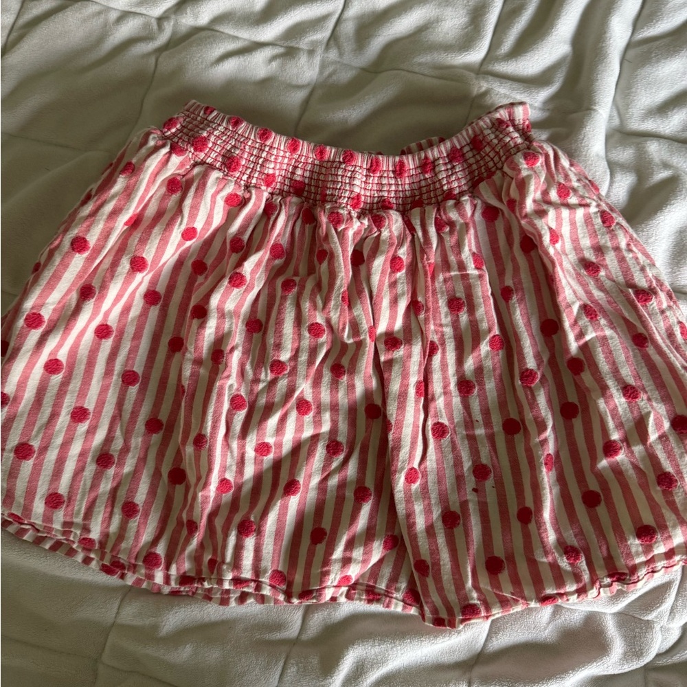 Red and White Striped Polka Dot Skirt Mini Boden size 6